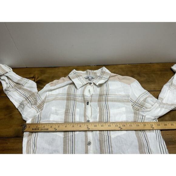John Mark Womens Flannel Linen Blend Button Front L/S Tunic Top Shirt Size Small - Picture 7 of 12